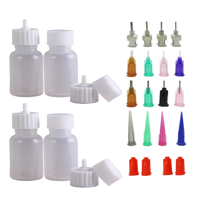 

Multi Purpose Precision Applicator Set 4 pcs 1 Oz Henna Bottle with 8 Caps 16 pcs Needle Tips Sizes,Use For Henna Tattoo Paste