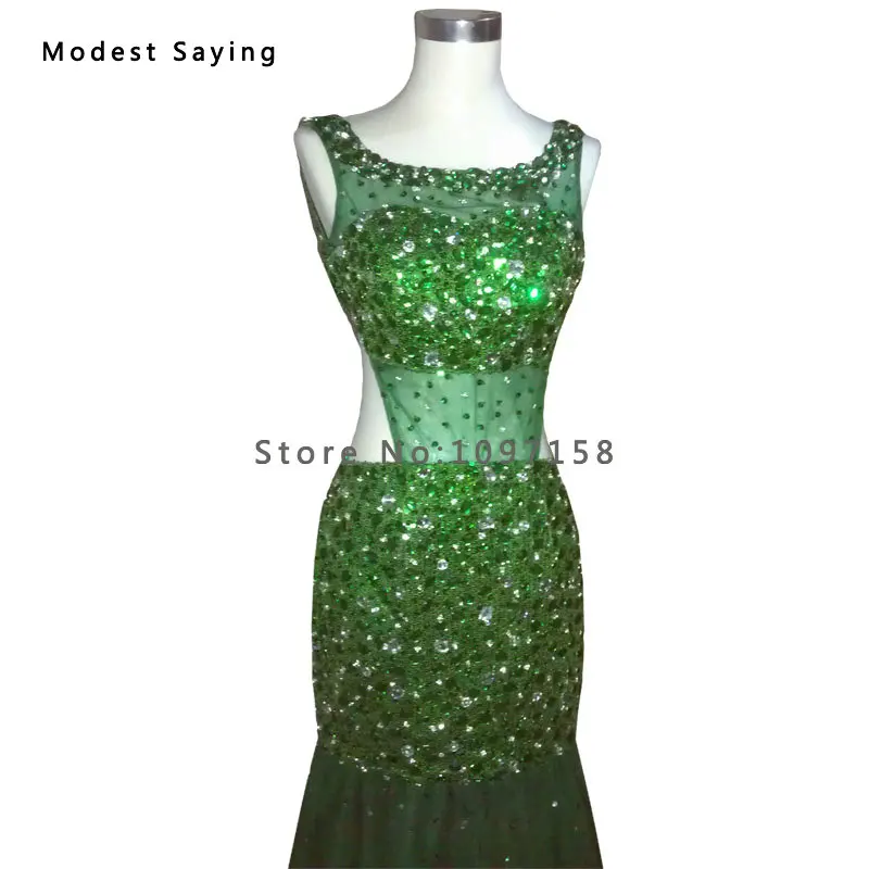 Сексуальное прозрачное зеленое вечернее платье Русалочки с открытой спиной