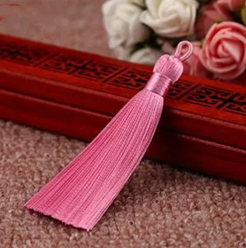 pink 10 шт./лот, 7 см, шелковые кисточки, бахрома для шитья, шнурок, отделка для ключей, кисточки для рукоделия, серьги, ожерелье, фурнитура, аксессуары, вечерние - Цвет: pink