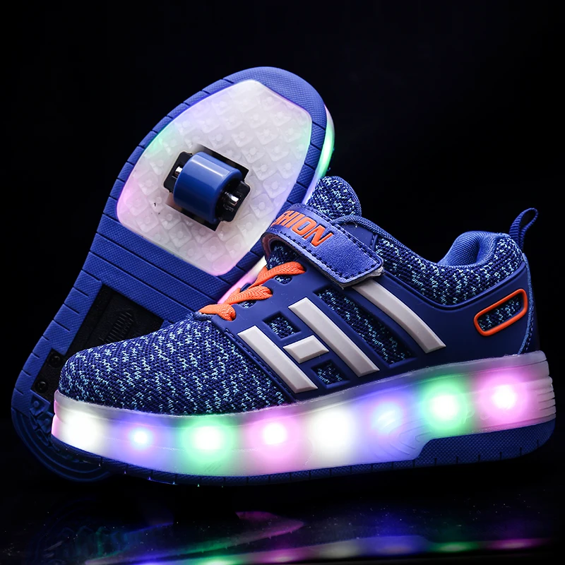 

Two Wheels Luminous Sneakers Blue Pink Led Light Roller Skate Shoes for Children Kids Led Shoes Boys Girls Shoes Light Up Unisex