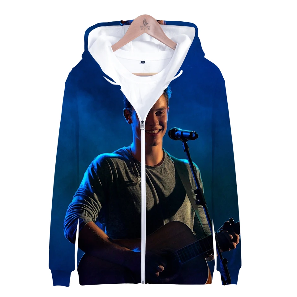 Shawn Mendes повседневные 3D с принтом длинными рукавами на молнии толстовки капюшоном