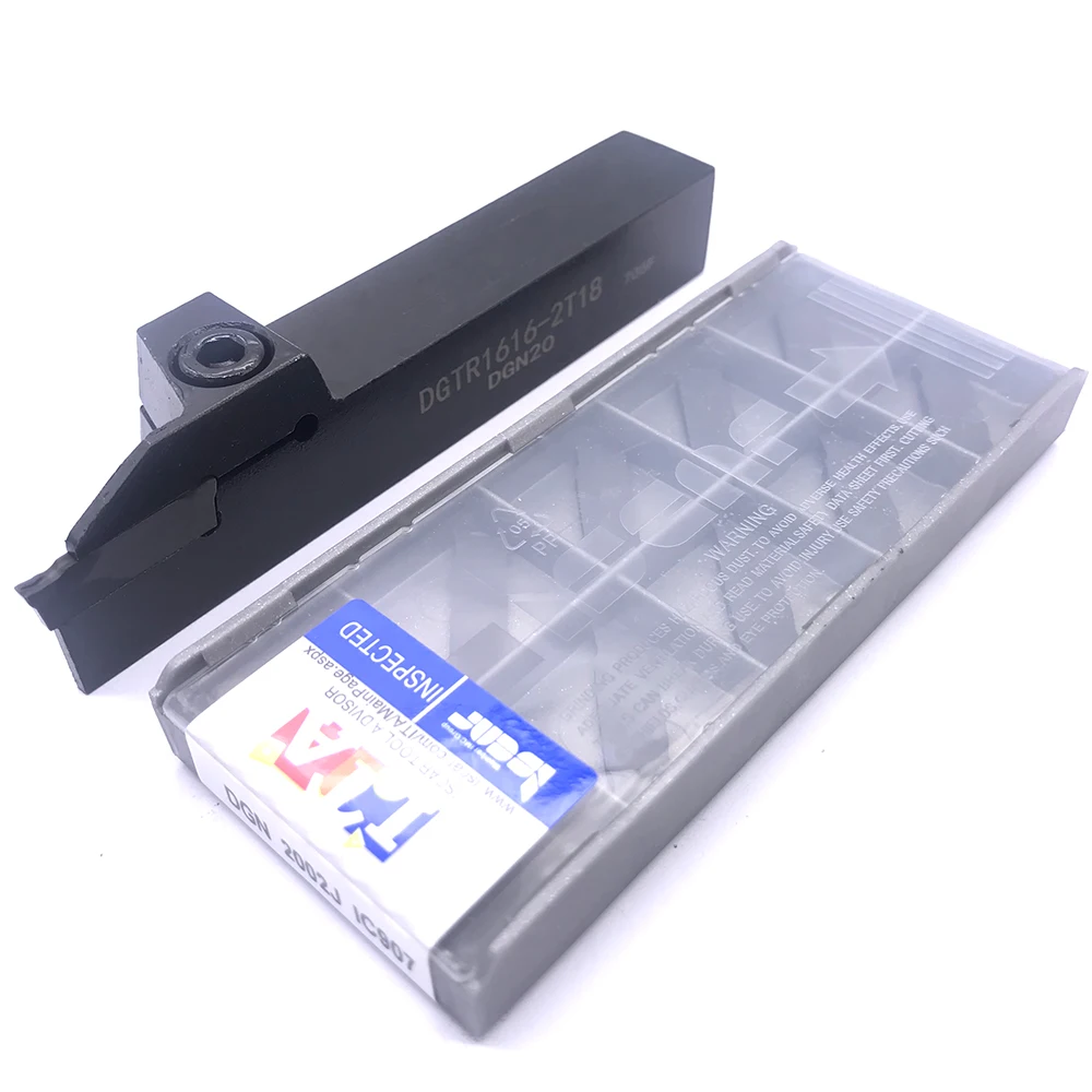 

1pc10PCS DGN 3003J DGN 2002J 2mm 3mm Grooving Carbide Inserts and 1PC DCTR2020-2T18 DCTR1616-2T18 Turning Holder Set