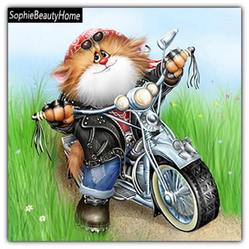 

Sophie beauty home DIY 5D diamond embroidery painting motorcycle cats diamond cross stitch full drilling mosaic mosaic sewing