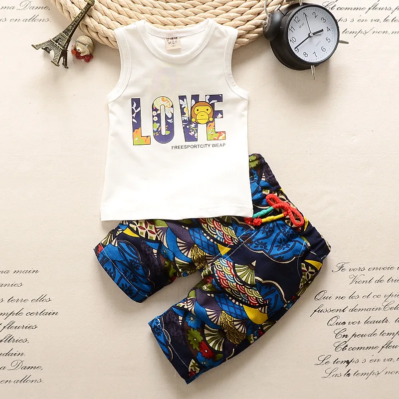 2-5Years Baby boys clothing sets letter printing girls casual clothes love vest tees twinset kids children summer | Детская одежда и