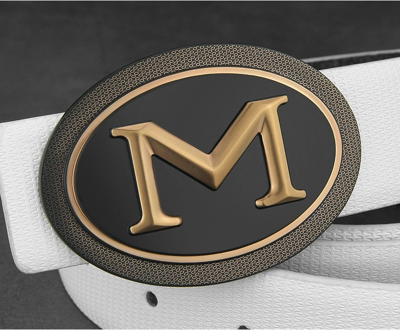 Casual off white letter M men genuine leather belt fashion luxury brand fancy vintage jeans waist belt cintos para hombre marca