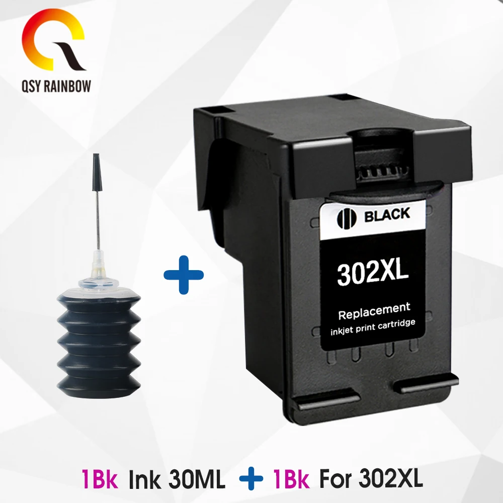 QSYRAINBOW 1 шт. 302xl 30 мл reill картридж для принтера HP 302 XL hp Officejet 4650|Чернильные картриджи|