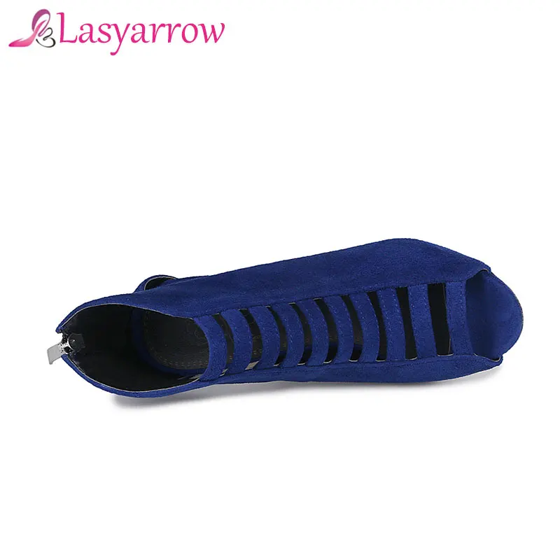 Lasyarrow летом Bootie Sandalia Feminina высокий каблук пикантные туфли с открытым носком