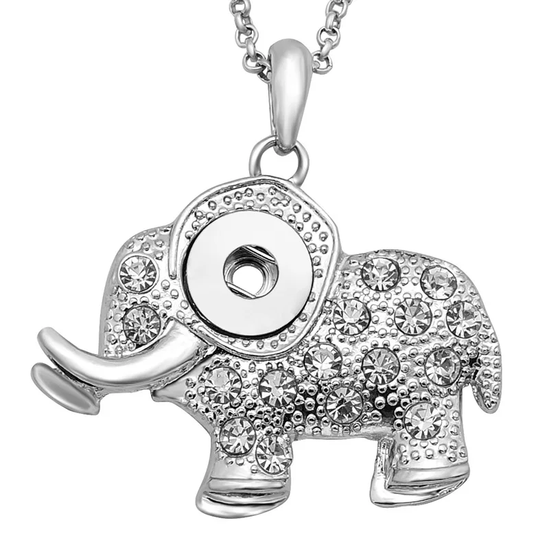 

Новый модный элегантный кулон Стразы в виде слона ожерелье с защелкой 60 см подходит для 12 мм кнопки ювелирные изделия XL9030