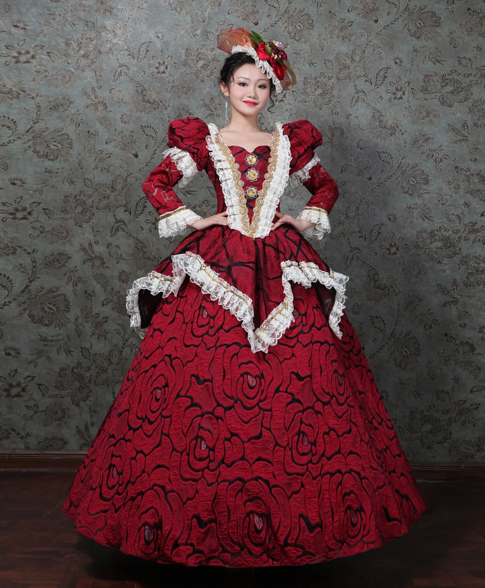 Красный Rococo платье Мария Антуанетта принтом Цветочное без рукавов в стиле