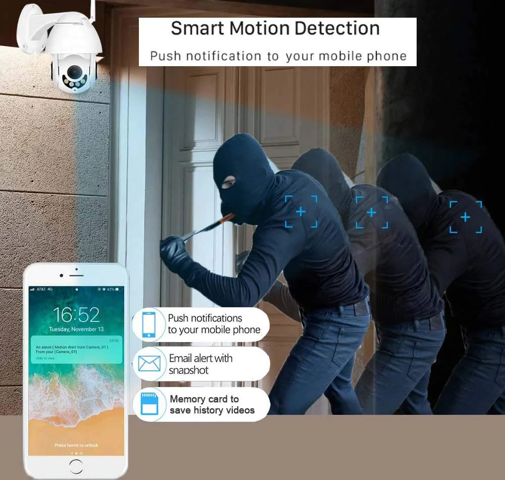 WiFi IP камера безопасности-1080 P наружная Водонепроницаемая беспроводная PTZ камера с ночным видением, CCTV домашняя камера наблюдения s