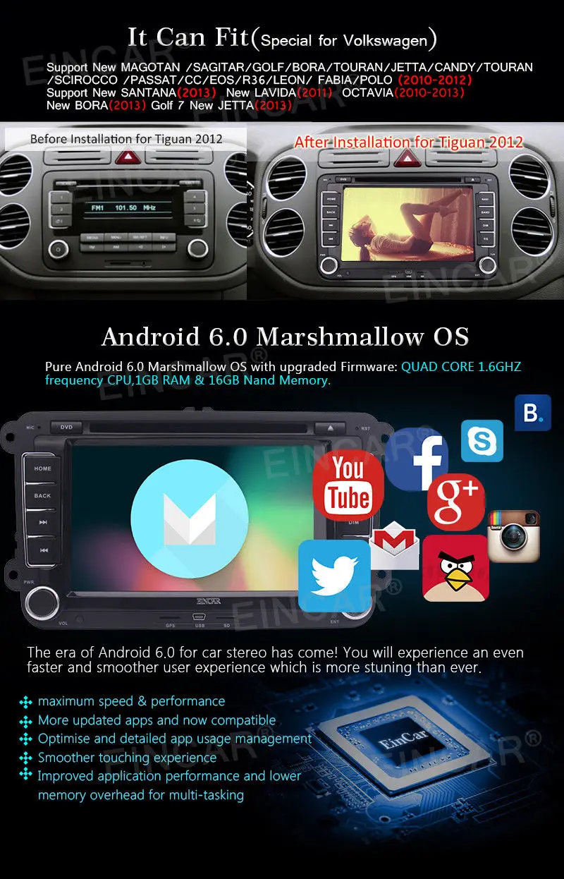 Android 6.0 2din dvd-плеер GPS стерео CANBUS для VW/Passat/Поло/Golf Радио | Автомобили и мотоциклы