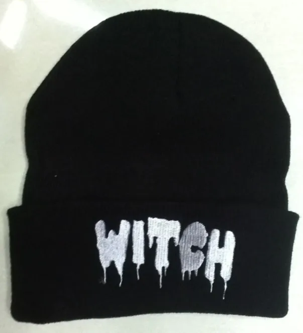 Вязаные шапки с надписью WITCH мужские и женские зимние осенние спортивные в стиле