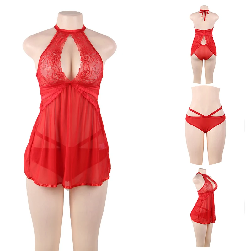 Женское Эротическое нижнее белье с открытой чашкой, кружевное платье Babydoll, сексуальное, большие размеры, открытая спина, посмотрите на дешевое сексуальное нижнее белье, товары для секса R80661
