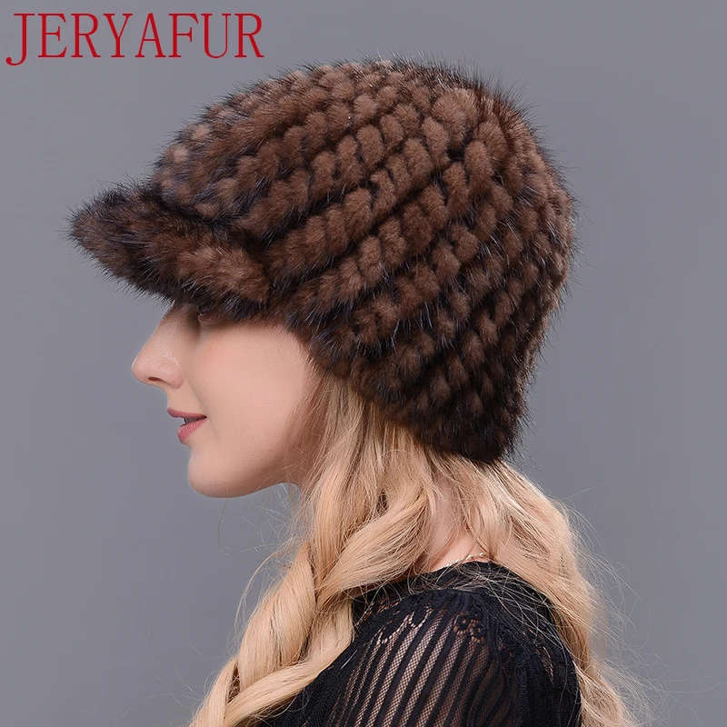 Меховая шапка jeryafur с настоящей мантией Кожаная Шапка Лыжная эластичной шапкой