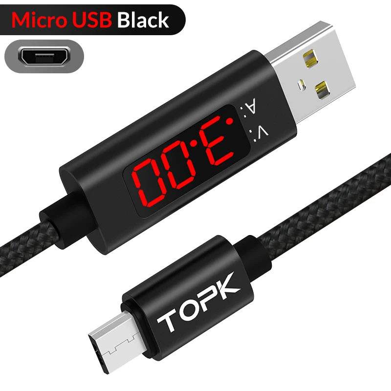 Серебристый TOPK 3A Micro USB кабель usb type C кабель для samsung Xiaomi Быстрая зарядка кабель usbc и цифровой дисплей кабель для мобильного телефона - Цвет: Серебристый