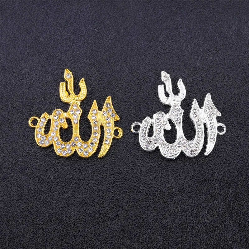 Juya 5 шт. исламские Подвески Стразы золотой серебряный полумесяц Allah Разъемы Аксессуары для мусульманских Qamis ювелирных изделий