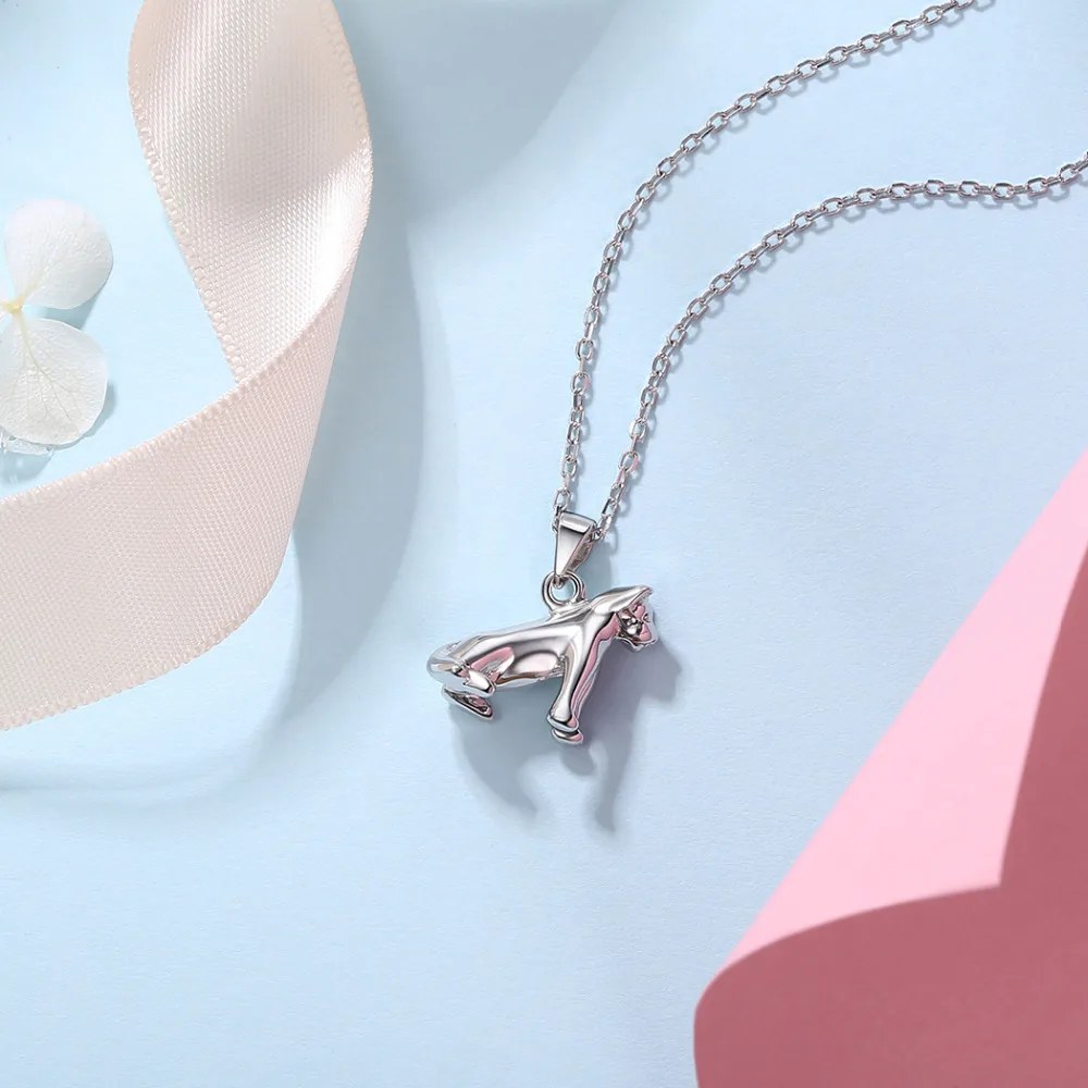 

Kpop 925 Sterling Silver Necklace Pet Jewelry Bridesmaid Gifts Crouching Puppy Dog Pendant Necklace Women P6308