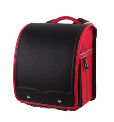 red and black Новая детская ортопедическая школьная сумка, однотонный рюкзак из искусственной кожи для девочек с металлической пряжкой, регулируемый плечевой ремень, детские сумки для книг - Цвет: red and black