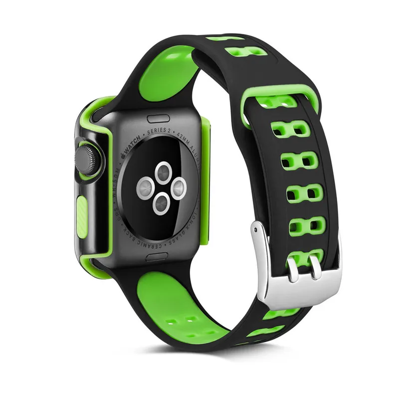 Силиконовый спортивный ремешок для часов + чехол Apple Watch браслет 42 мм 38 Iwatch серии 1 2