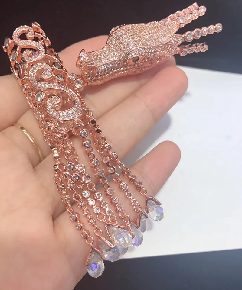 SHANICE DIY Ювелирные изделия большая голова дракона Полный CZ микро проложили кристалл ожерелье кулон разъемы для ювелирных изделий Браслеты изготовления