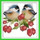 Набор для вышивки крестиком, с изображением птиц, фиолетово-красных цветов, DMC