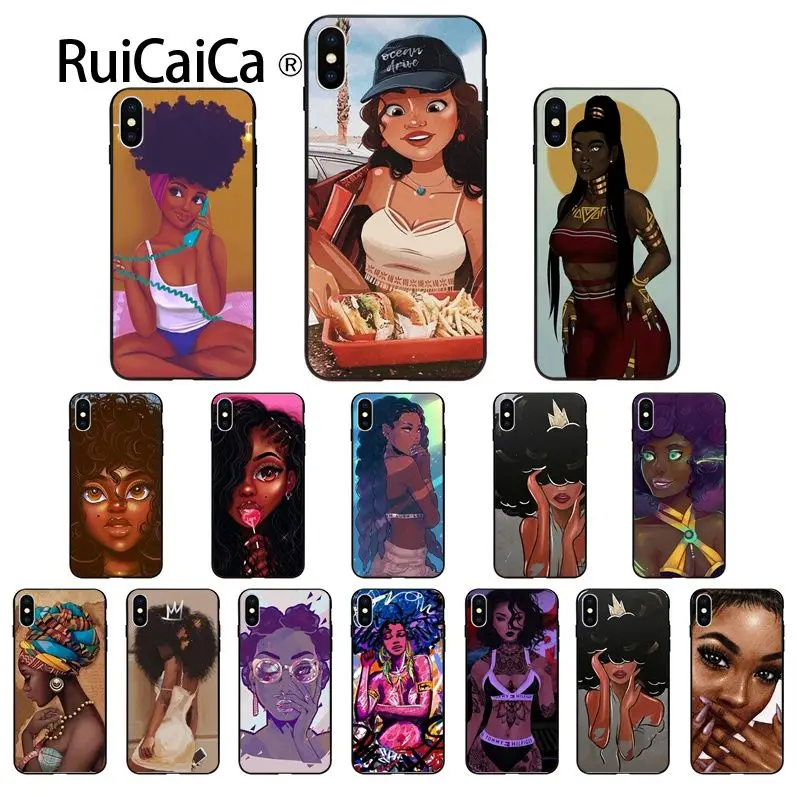 Ruicaica красивый афро Девушки чехол для телефона с рисунком Apple iPhone 8 7 6 S Plus X XS MAX 5 5S SE