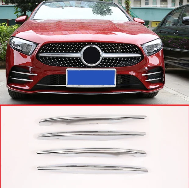 

4pcs ABS Chrome Car Head Front Lamp Decoration Strips Trim For Mercedes Benz A Class A180 A200 W177 2019 Accessories