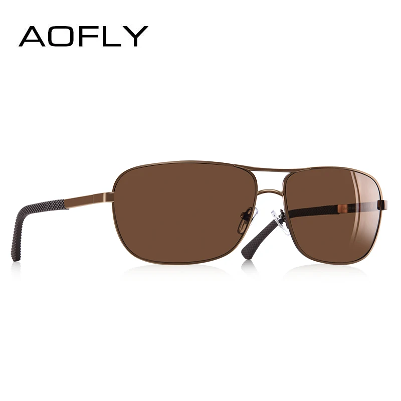 AOFLY, фирменный дизайн, поляризационные солнцезащитные очки, мужские, для вождения, металлические, Ретро стиль, солнцезащитные очки для мужчин, UV400, Gafas Oculos De Sol AF8190 - Цвет линз: C3BROWN