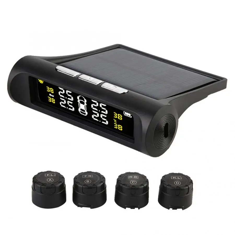 USB или солнечная зарядка автомобиля беспроводной солнечной энергии TPMS система мониторинга давления в шинах с 4 датчиками авто аксессуары