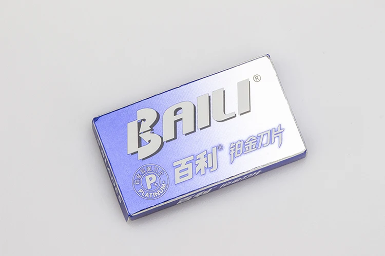 BAILI, 10 шт., Мужская Парикмахерская, суперострое бритвенное лезвие, лезвия, двойной край, платина, нержавеющая сталь, для бритья бороды, волос, BP007Ax2
