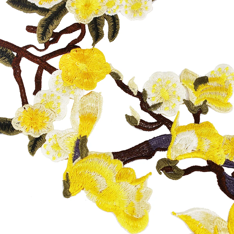10 шт. длинные желтые сливы вышивка кружевные нашивки аппликации кружевная ткань