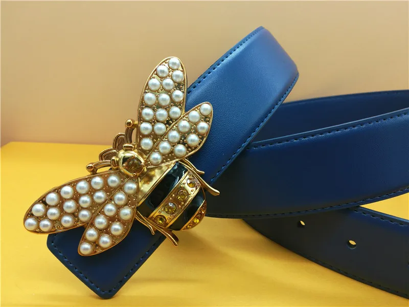 От производителя, 6 цветов, пояс с металлической пряжкой в виде пчелы для мужчин и женщин, джинсы, стразы с кристаллами, роскошный фирменный дизайн, пояс 3,8 см в виде пчелы