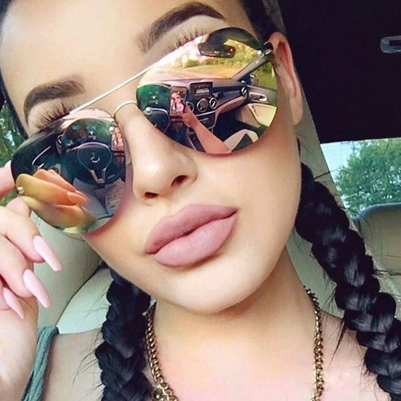 

Fashion Pilot Oval Sunglasses Lunette Women Luxury Brand Eyewears Ladies Mirror Color Lens Sun Glasses Female Shade Sunglass2018