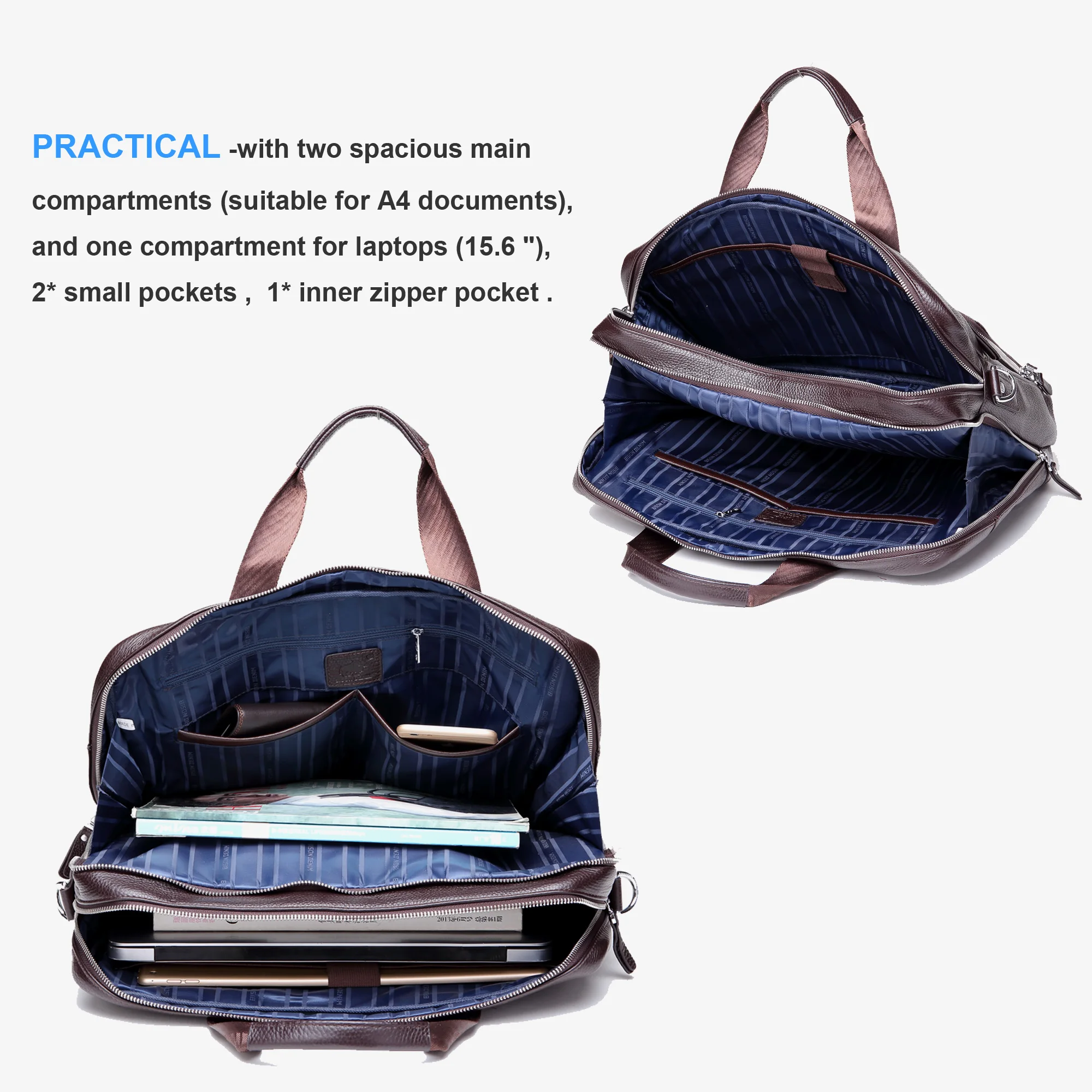 Мужская сумка BISON DENIM из натуральной кожи 17 дюймов портфели для ноутбука большая