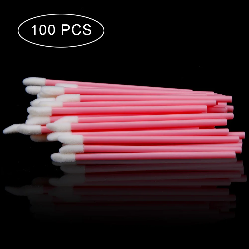 100pcs pink 50 шт. одноразовая кисть для губ, кисти для макияжа, Косметическая Помада, Женские аксессуары,, палочка-аппликатор для блеска, инструмент для макияжа - Цвет: 100pcs pink