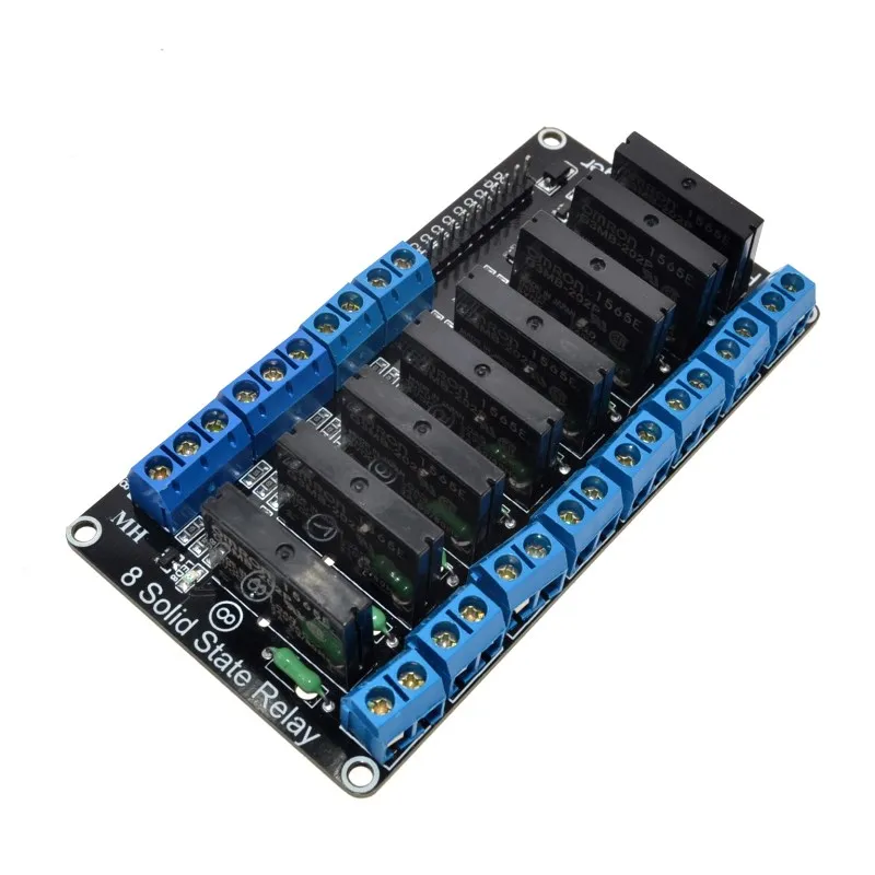 Free Shipping 5V 8-Way High Level Trigger Solid State Relay Module with Fuse Arduin 250V2A | Электронные компоненты и