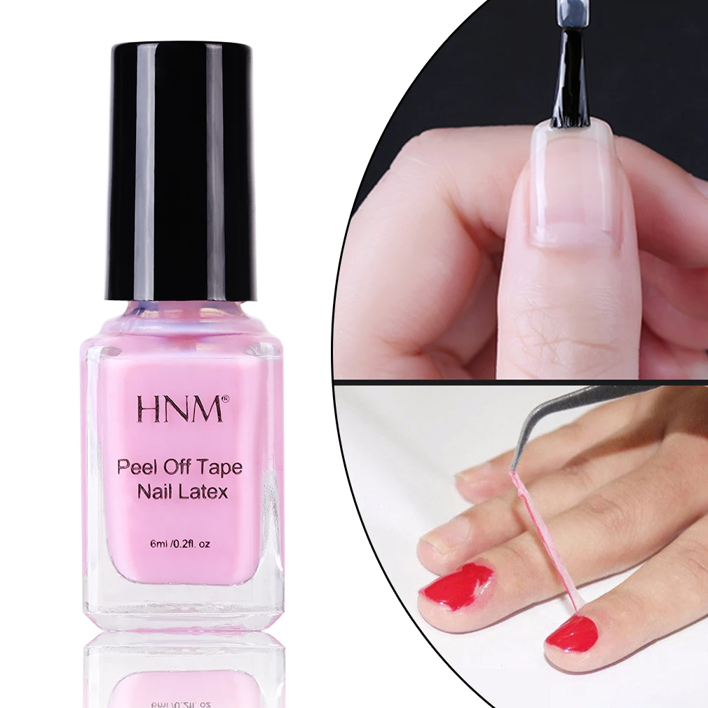 Pink HNM лак для ногтей латексный белый Pell лента краска геллак тиснение эмаль Замачивание Полупостоянный лаковый лак Защита гель лак для ногтей 6 мл - Цвет: Pink