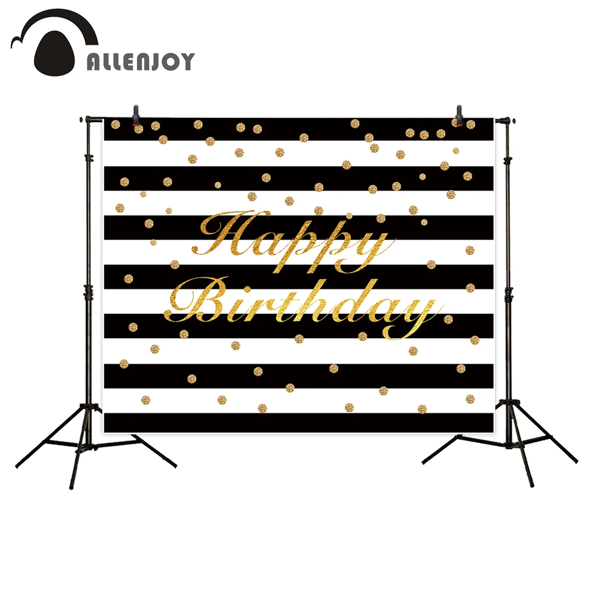 Allenjoy виниловые Фото фоны черный белый полосатый золотой день рождения