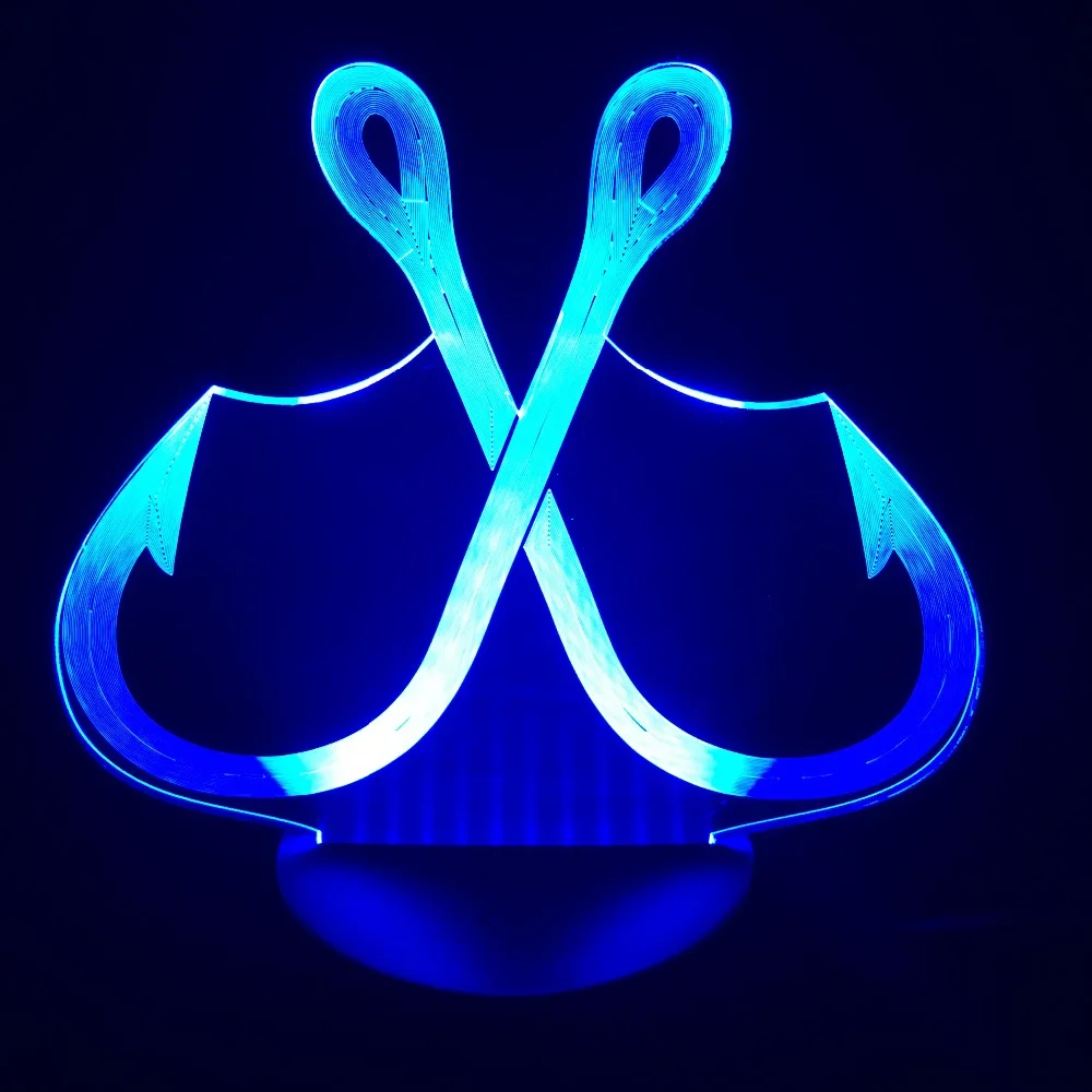 Новинка рыболовный крючок 3D акриловый Иллюзия светодиодный светильник USB