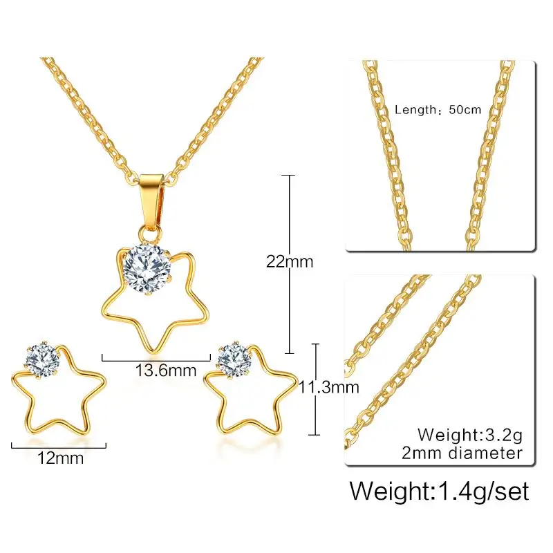 Vnox пять звезд Цепочки и ожерелья Серьги Ювелирные наборы для Для женщин моды