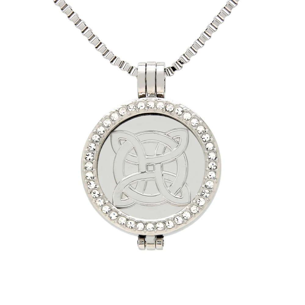 

Fashion Jewelry Chinese Knot Long Necklace 33mm Coin Necklace Pendant Jewelry with 80cm Square Chain Coin Holder Necklace PJM014
