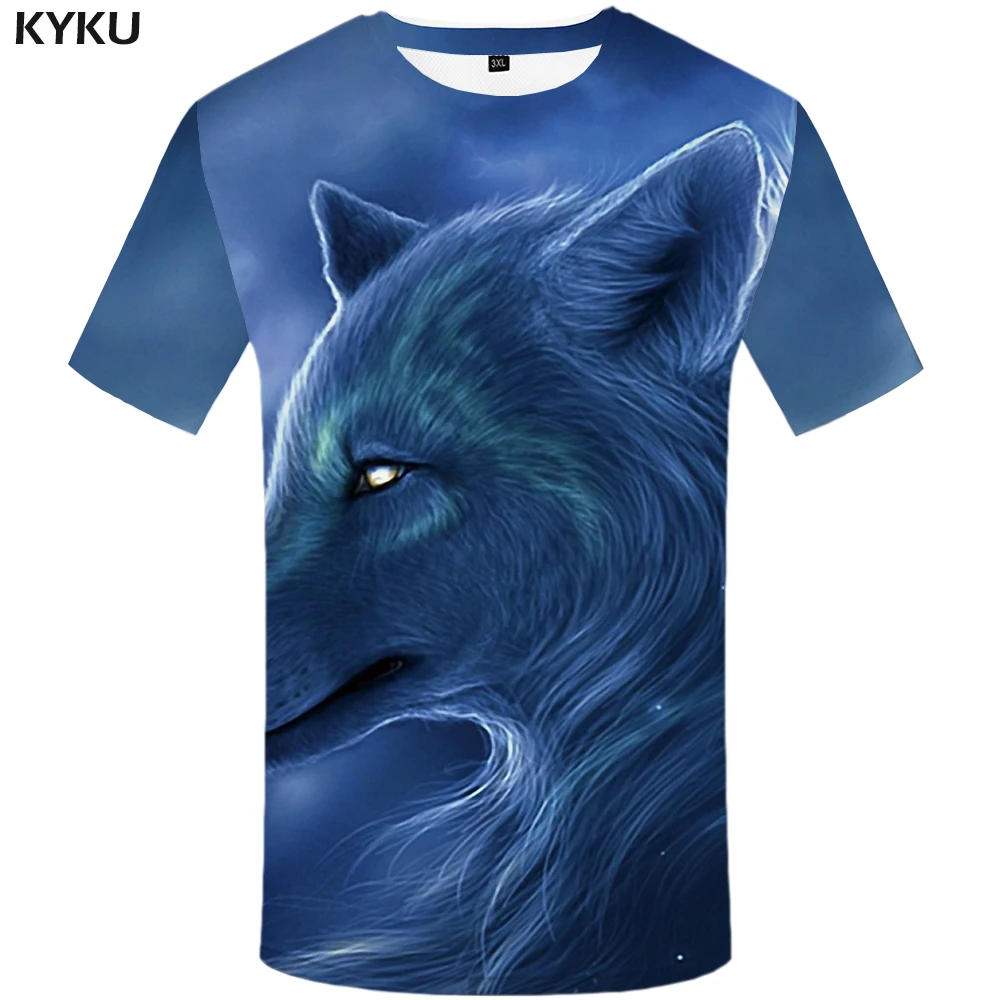 Мужская футболка с 3D принтом KYKU летняя волка и джунглей 2018|t-shirt men funny|t-shirt brand ment-shirt