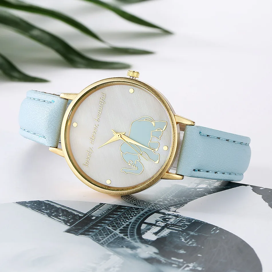GAIETY новинка relogio feminino кожа зеленый слон ремешок женские часы аналоговые простые