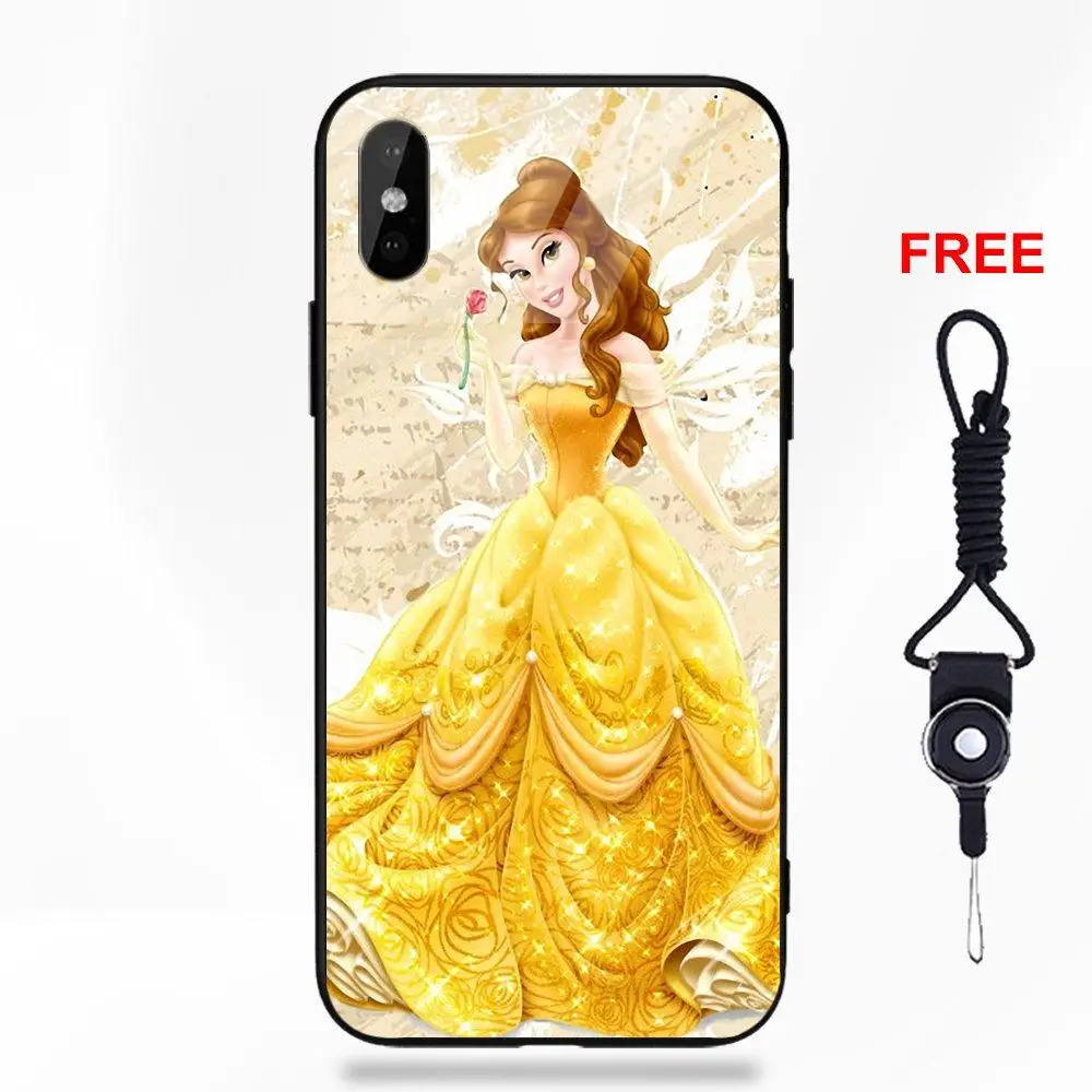 For Apple iPhone 5 5C 5S SE 6 6S 7 8 Plus X XS Max XR Silicone TPU Frame Tempered Glass Shell Tattoo Princess Belle Mug Shot | Мобильные