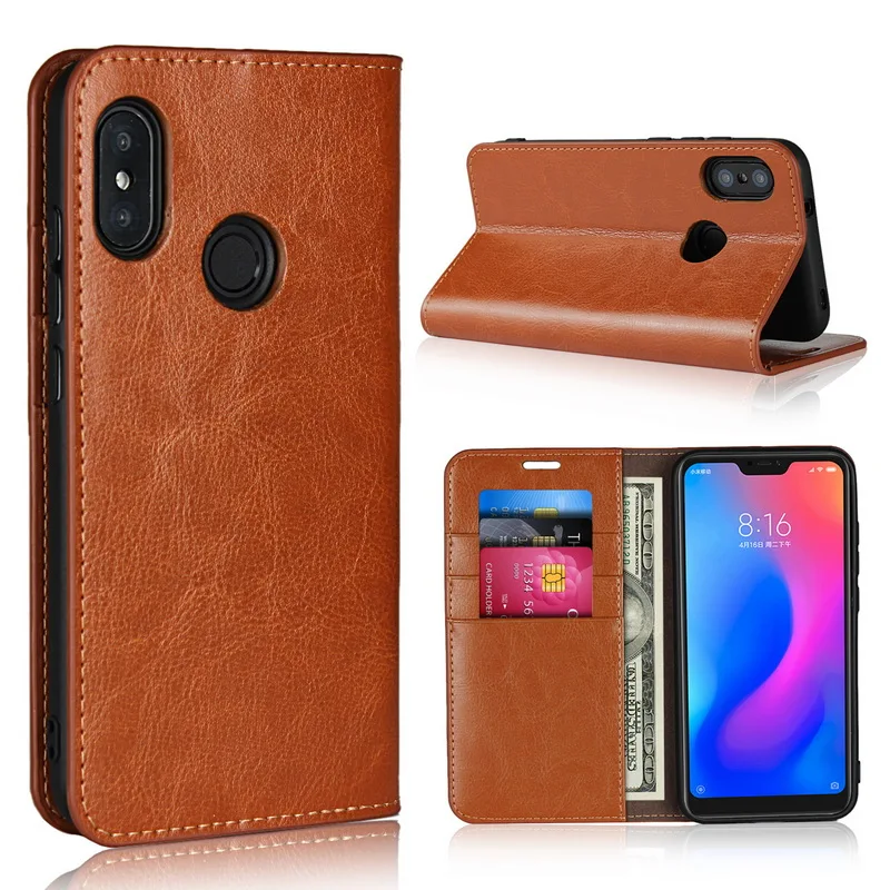 Чехол из натуральной кожи для XIAOMI REDMI 6 PRO 6A 5 PLUS S2 кошелек откидная крышка