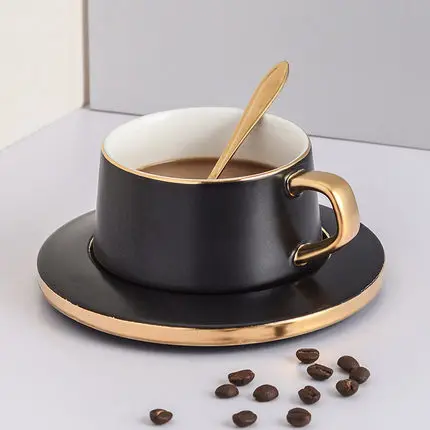 

Coffee Cup Set Home European Small luxury Creative Ceramic Mugs With spoon with saucer Simple office Afternoon Tea Set