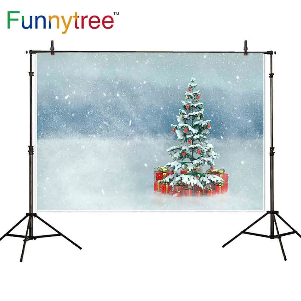 Фон для фотосъемки Funnytree крутой цвет Рождественская елка подарки на открытом