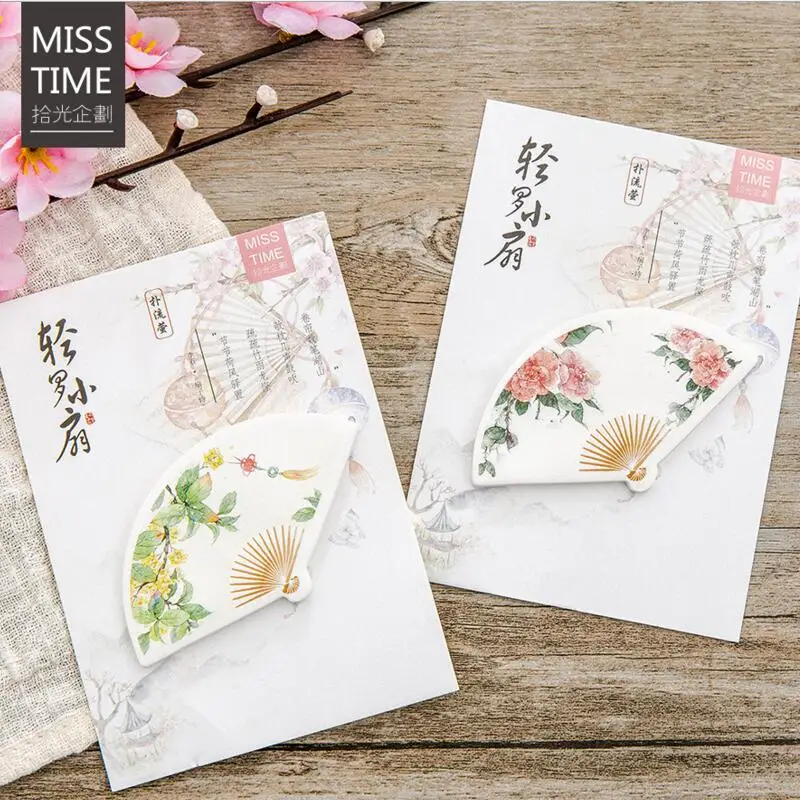 4 шт. креативный японский веер форма липкий блокнот наклейка для офисного