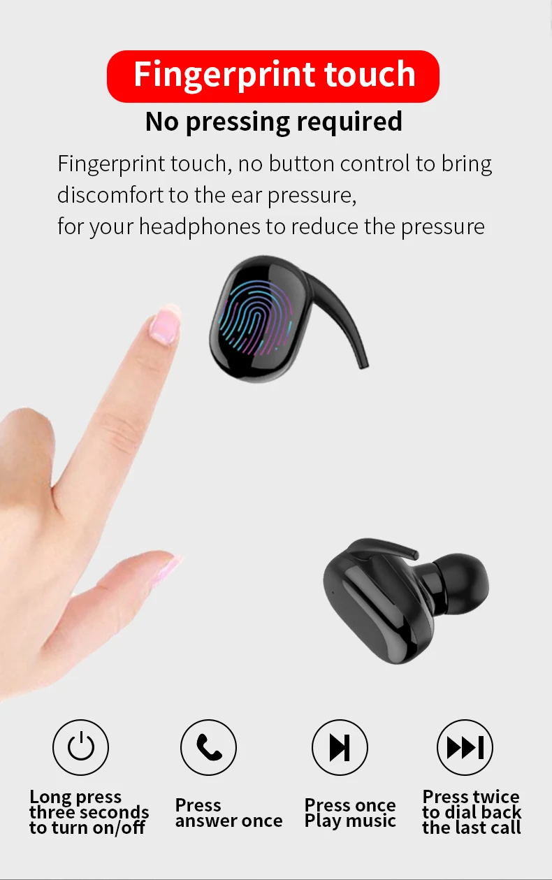Teamyo Bluetooth наушники 5,0 Touch control наушники спортивные наушники стерео беспроводные наушники с зарядным устройством Беспроводная мини-гарнитура