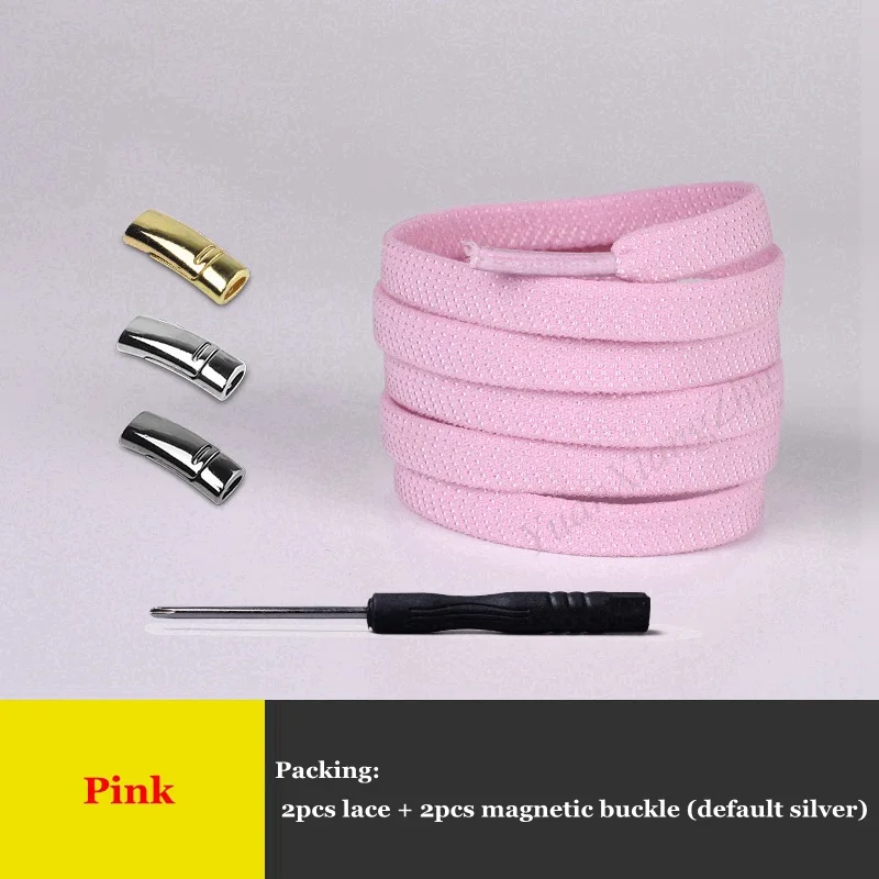 Pink Новые эластичные магнитные фиксирующие шнурки креативные 1 секунда быстро не завязываются шнурки для обуви Детские Взрослые Унисекс Спортивные туфли со шнурками шнурки для обуви - Цвет: Pink